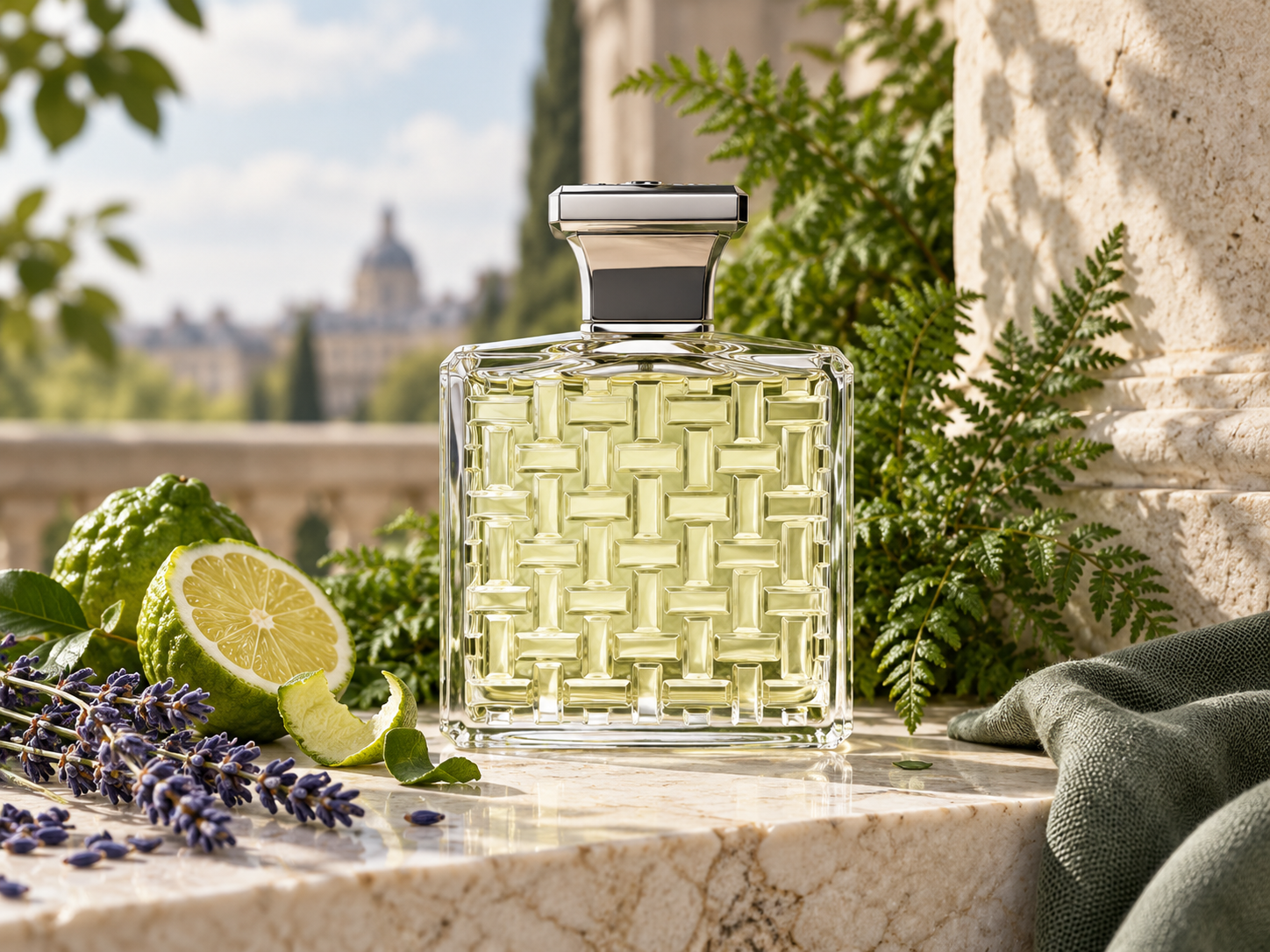 Generated editorial still life used for Houbigant reviews