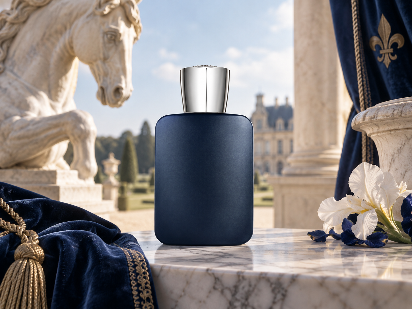 Generated editorial still life used for Parfums de Marly reviews