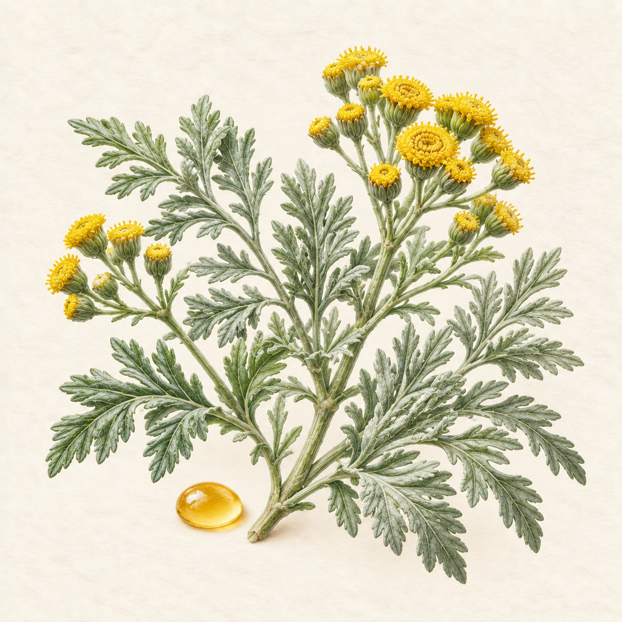 Botanical study of davana foliage and flowering stems